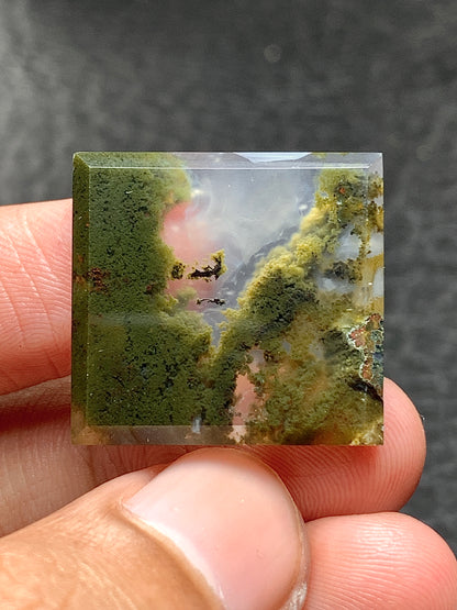 Scenic Moss Agate Rectangle Cabochon 22x21x3mm