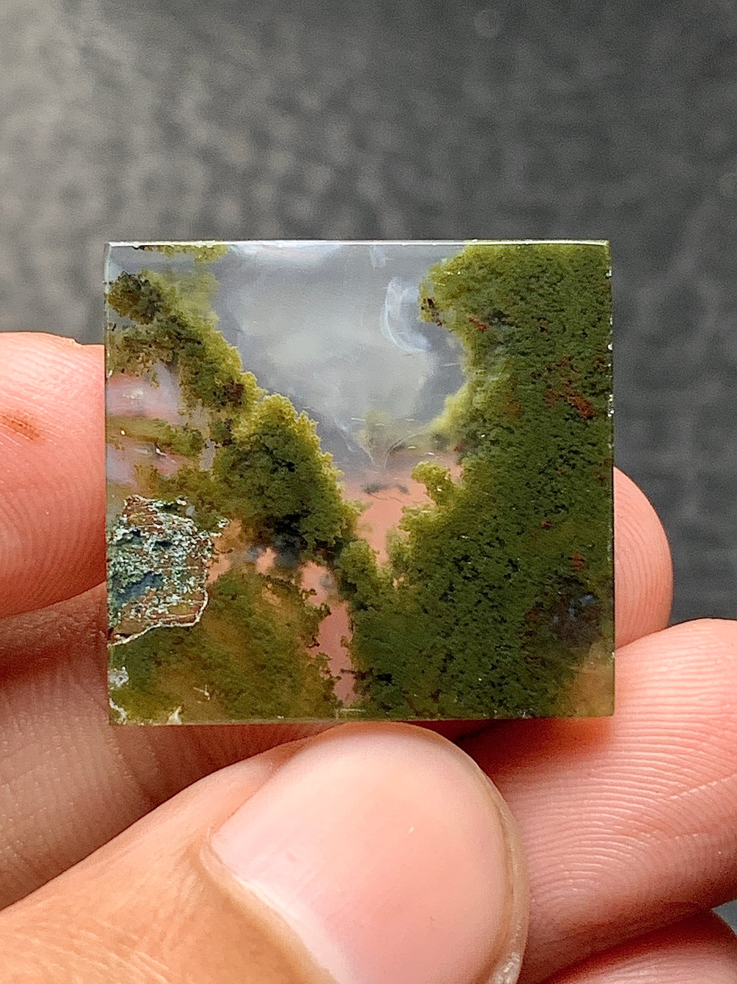 Scenic Moss Agate Rectangle Cabochon 22x21x3mm