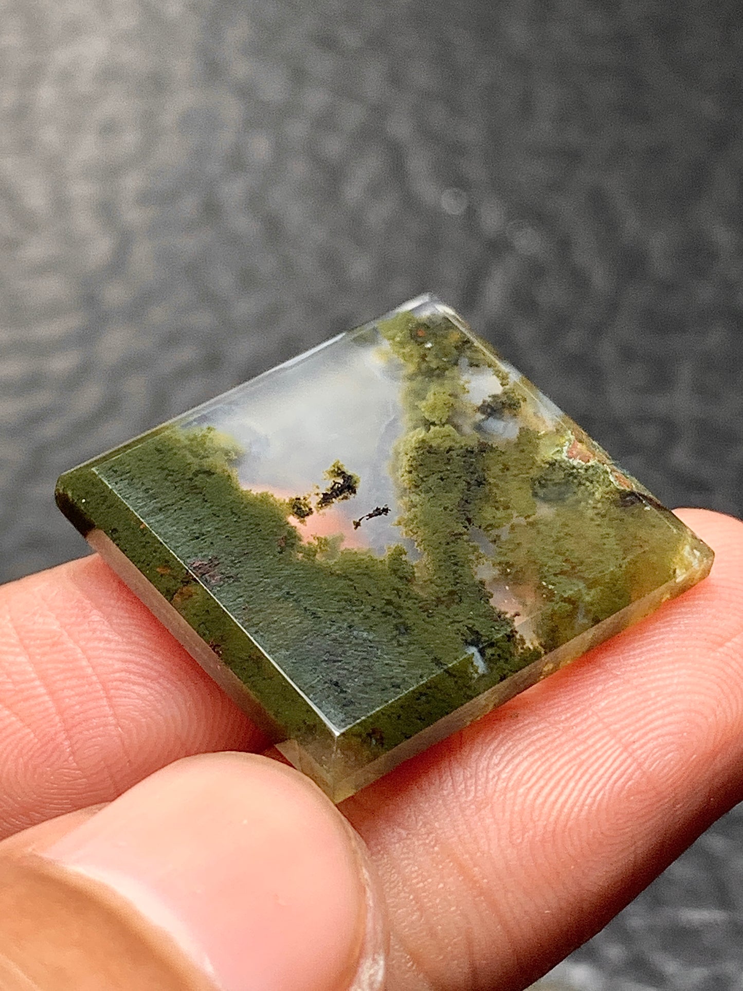 Scenic Moss Agate Rectangle Cabochon 22x21x3mm