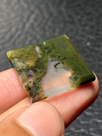 Scenic Moss Agate Rectangle Cabochon 22x21x3mm