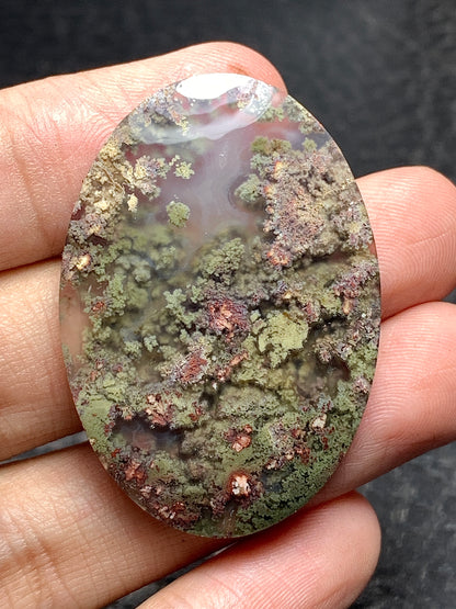 Scenic Moss Agate Oval Cabochon 41x28.8x5.8mm