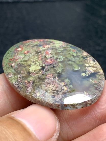 Scenic Moss Agate Oval Cabochon 41x28.8x5.8mm