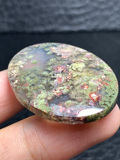 Scenic Moss Agate Oval Cabochon 41x28.8x5.8mm