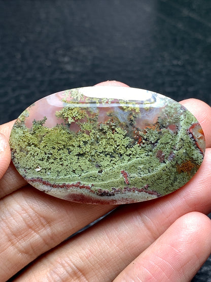 Scenic Moss Agate Oval Cabochon 45x27x5mm