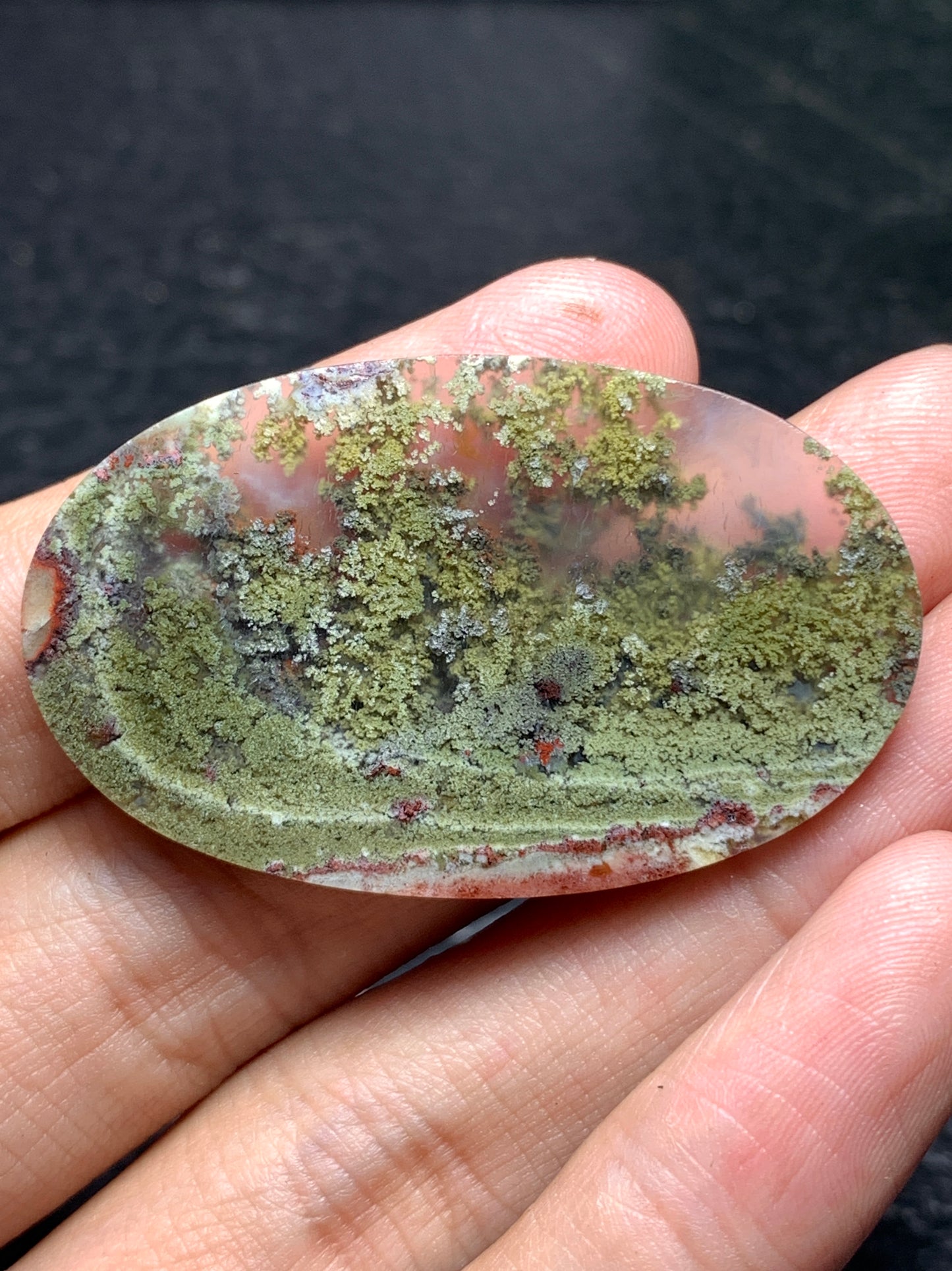 Scenic Moss Agate Oval Cabochon 45x27x5mm