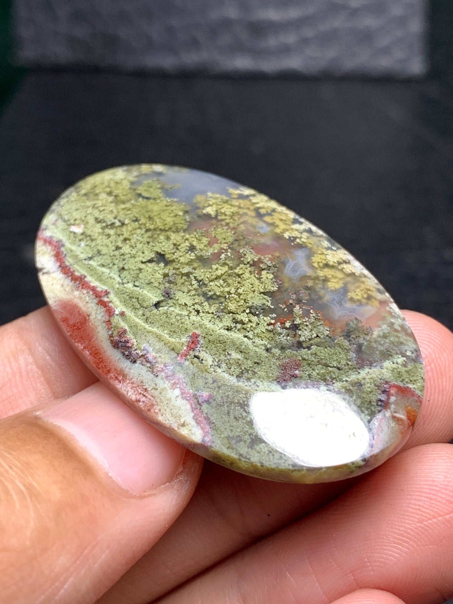 Scenic Moss Agate Oval Cabochon 45x27x5mm