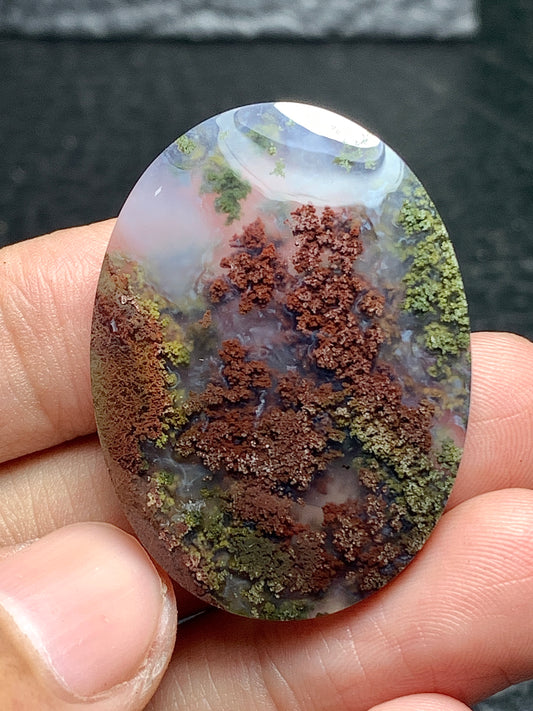 Scenic Moss Agate Oval Cabochon 37x27.5x6.3mm