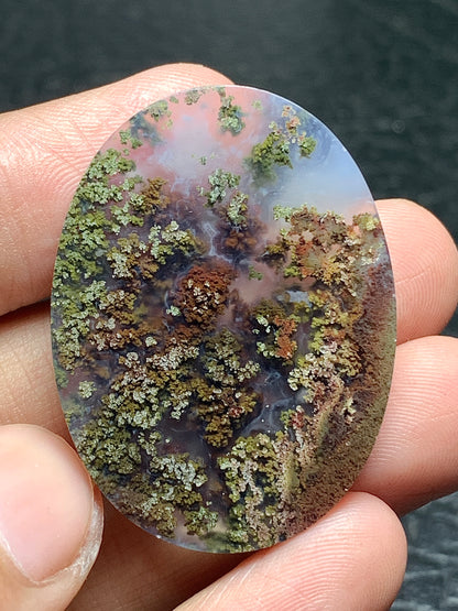 Scenic Moss Agate Oval Cabochon 37x27.5x6.3mm