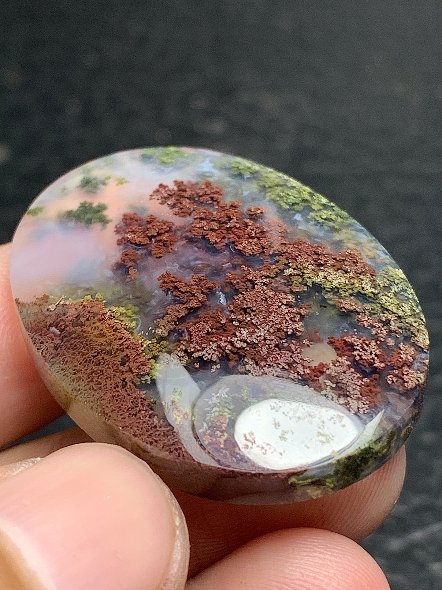 Scenic Moss Agate Oval Cabochon 37x27.5x6.3mm