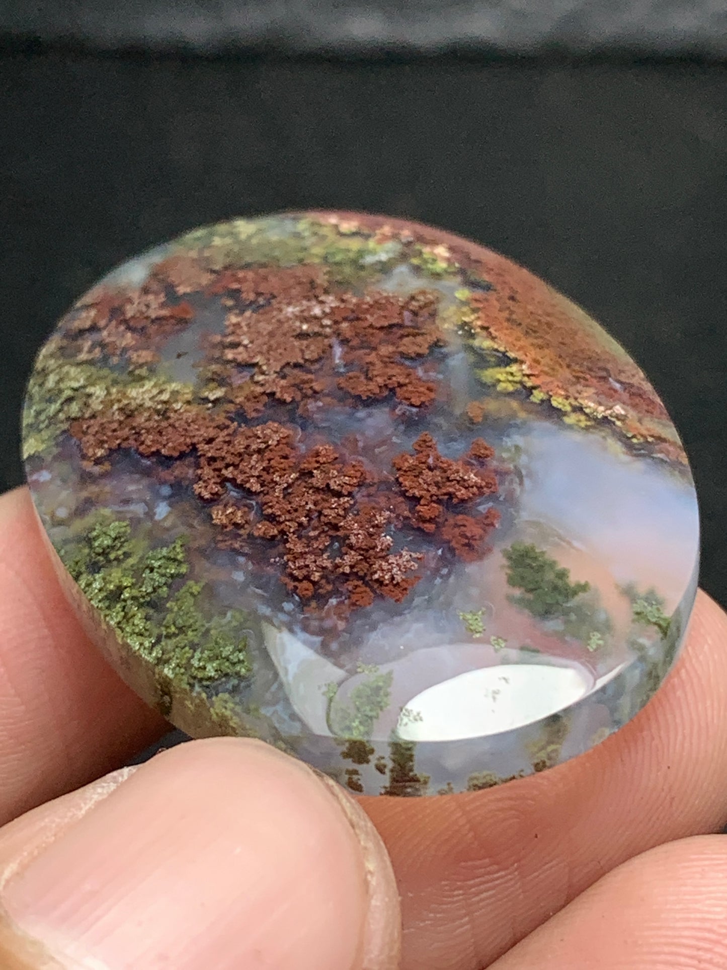 Scenic Moss Agate Oval Cabochon 37x27.5x6.3mm