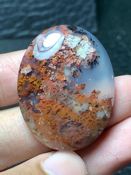 Scenic Moss Agate Oval Cabochon 35x27x7mm