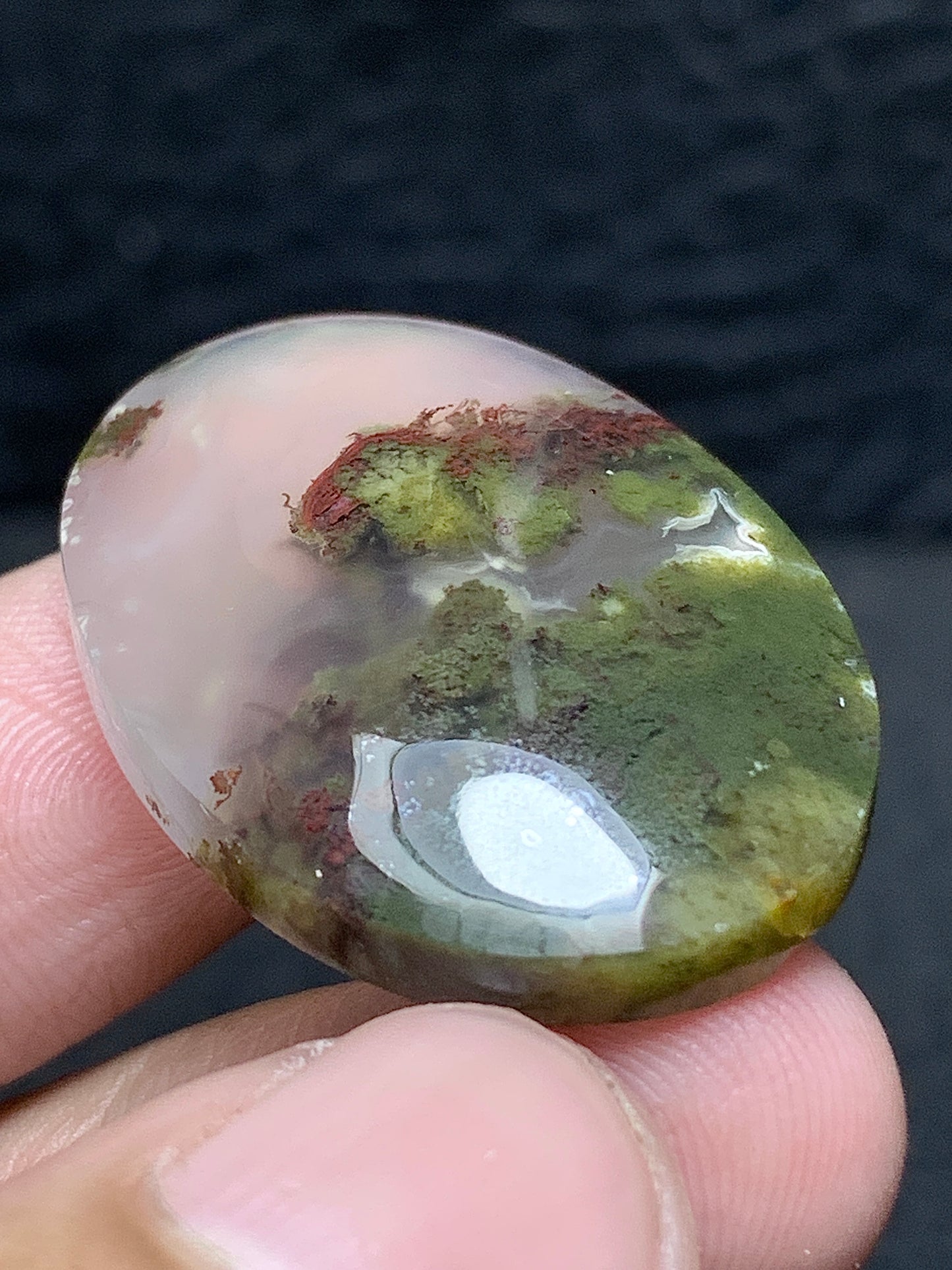 Scenic Moss Agate Oval Cabochon 31.5x22x6mm