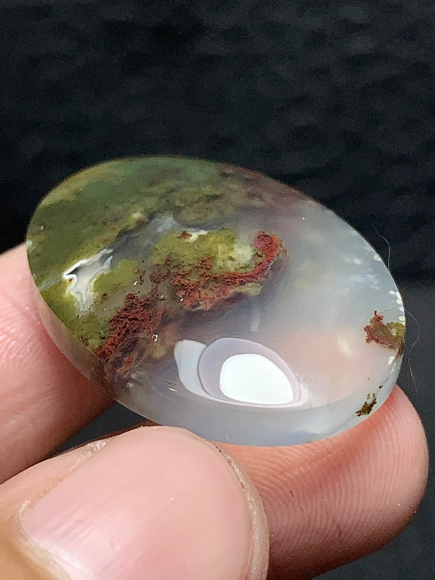 Scenic Moss Agate Oval Cabochon 31.5x22x6mm