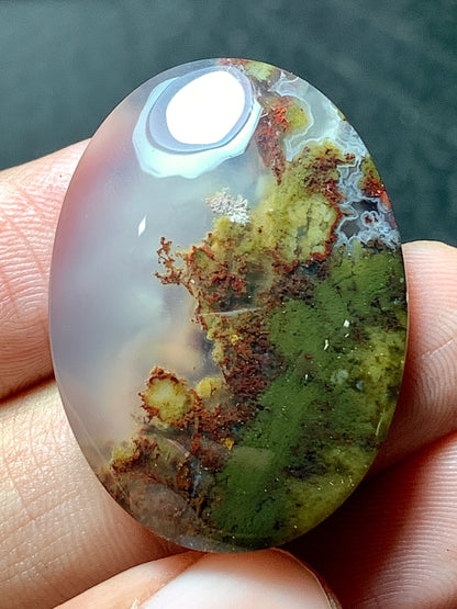 Scenic Moss Agate Oval Cabochon 31x22.5x6.5mm