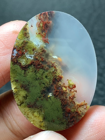 Scenic Moss Agate Oval Cabochon 31x22.5x6.5mm