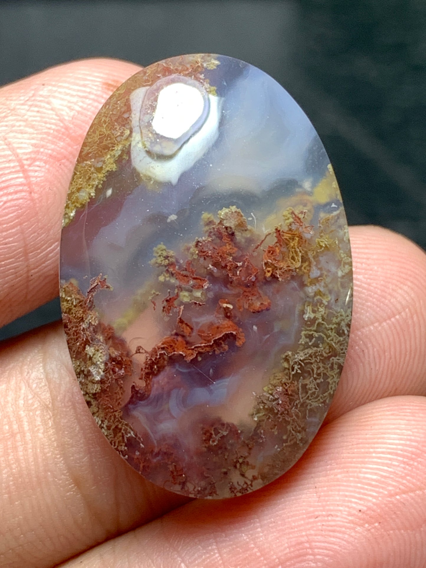 Scenic Moss Agate Oval Cabochon 27x18x6.5mm