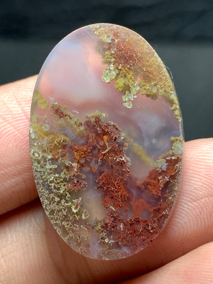 Scenic Moss Agate Oval Cabochon 27x18x6.5mm