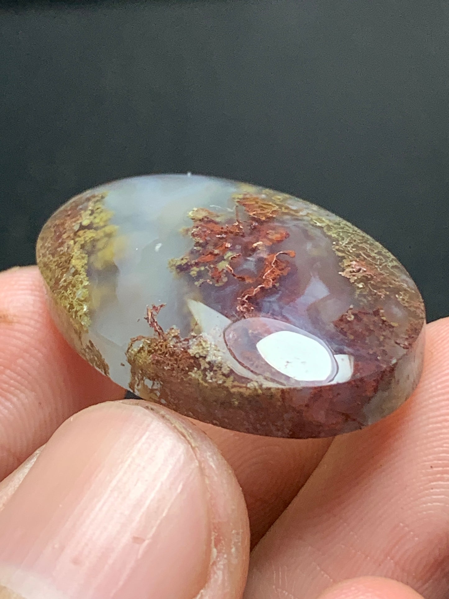 Scenic Moss Agate Oval Cabochon 27x18x6.5mm