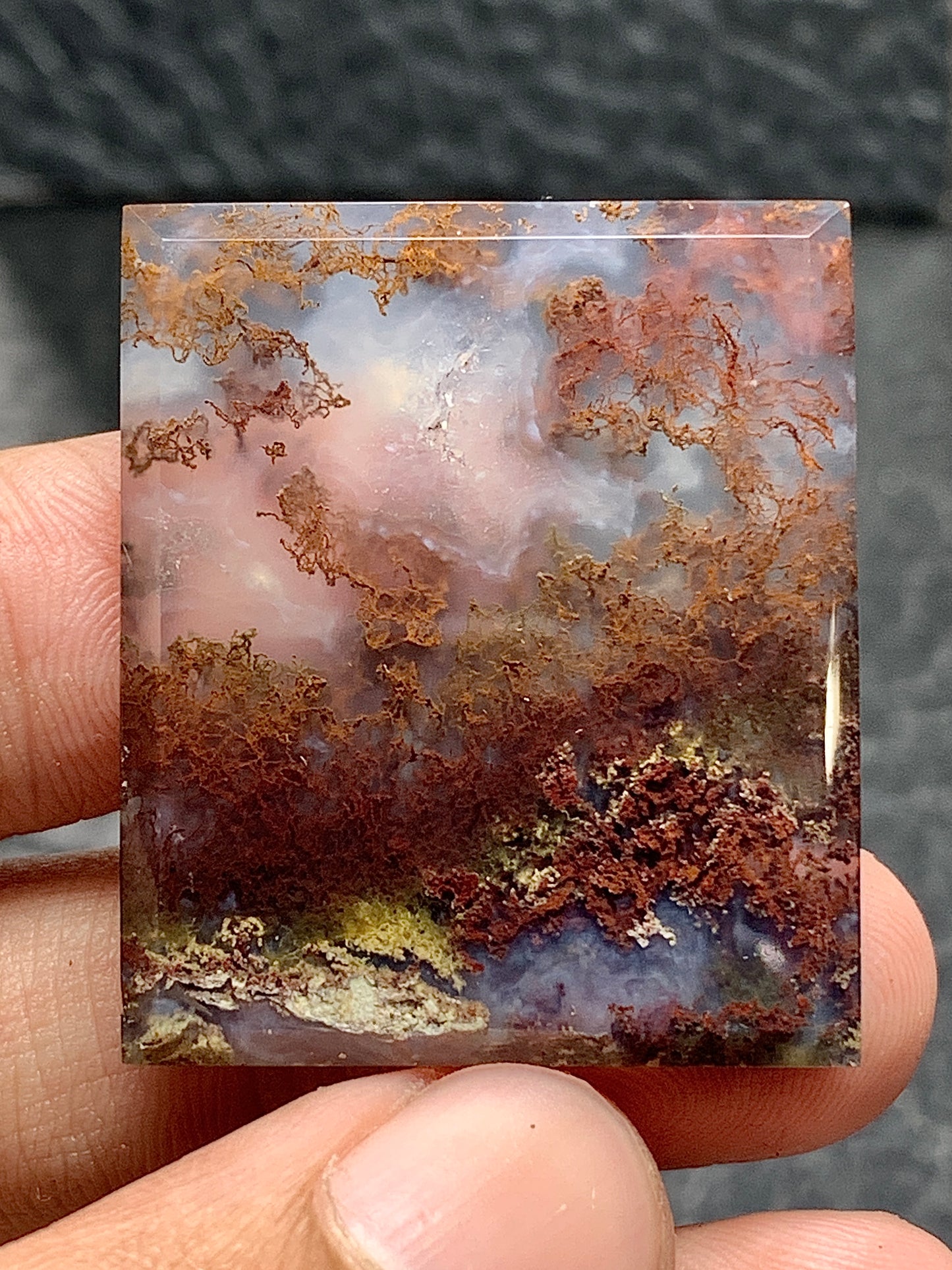 Scenic Moss Agate Rectangle Cabochon 33x28x5.5mm