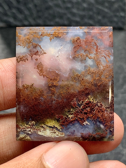 Scenic Moss Agate Rectangle Cabochon 33x28x5.5mm