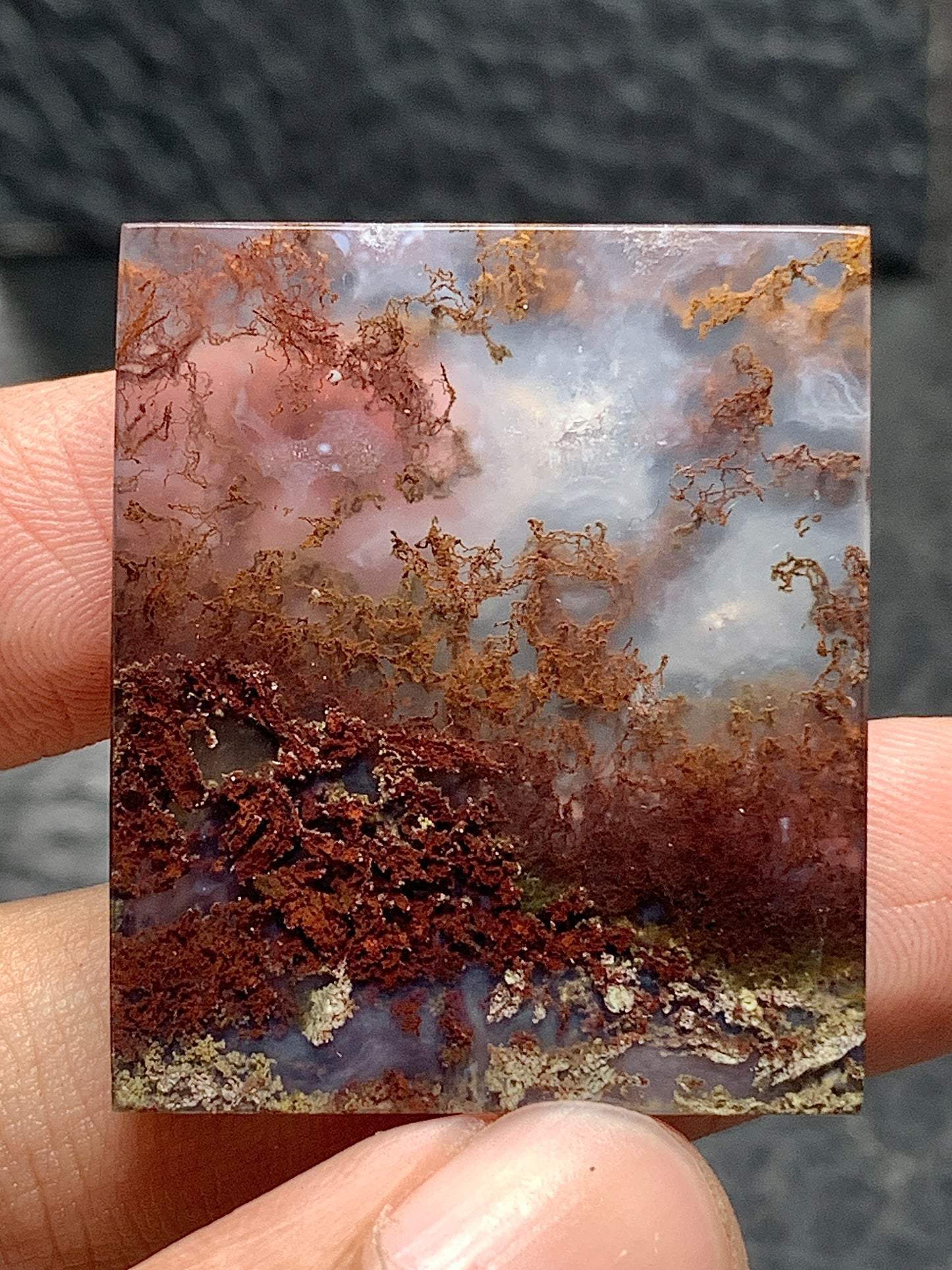 Scenic Moss Agate Rectangle Cabochon 33x28x5.5mm