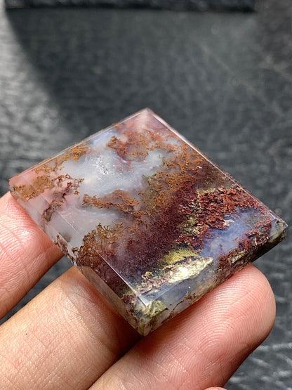 Scenic Moss Agate Rectangle Cabochon 33x28x5.5mm