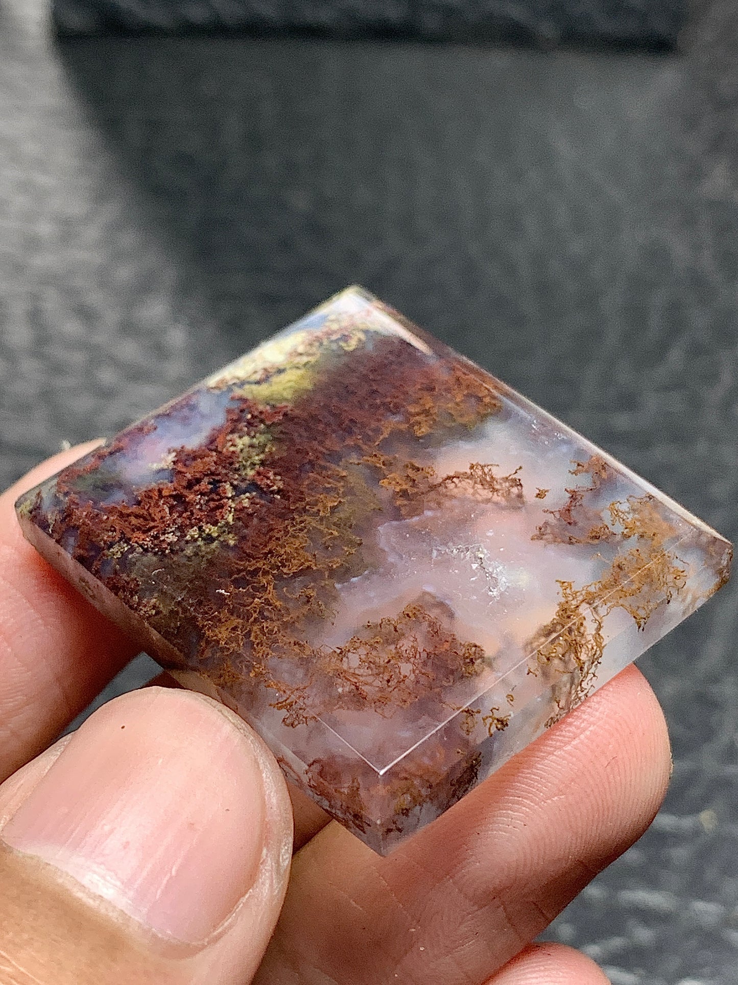 Scenic Moss Agate Rectangle Cabochon 33x28x5.5mm