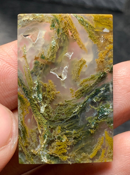 Moss Agate with Botryoidal Rectangle Cabochon 33.2x21.5x4mm