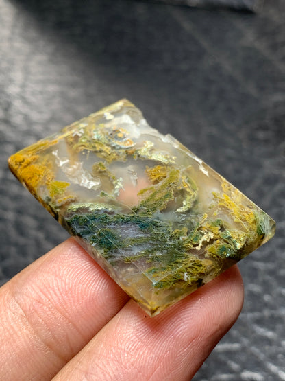 Moss Agate with Botryoidal Rectangle Cabochon 33.2x21.5x4mm