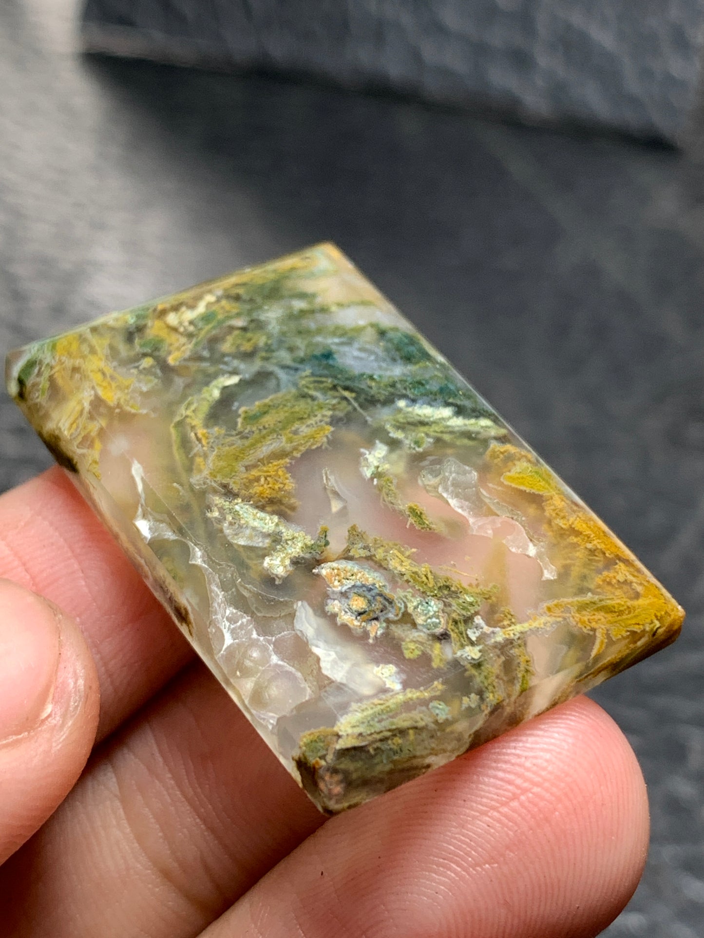 Moss Agate with Botryoidal Rectangle Cabochon 33.2x21.5x4mm