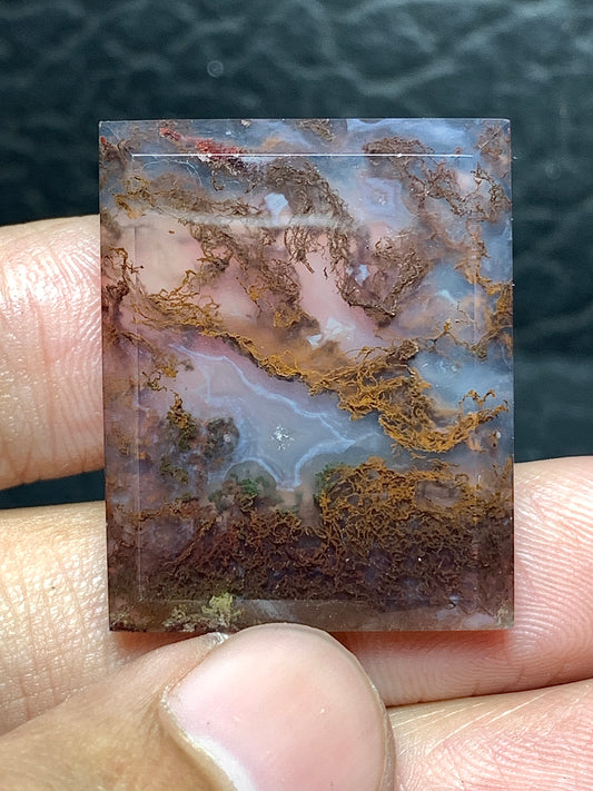 Scenic Moss Agate Rectangle Cabochon 28.5x23x5mm