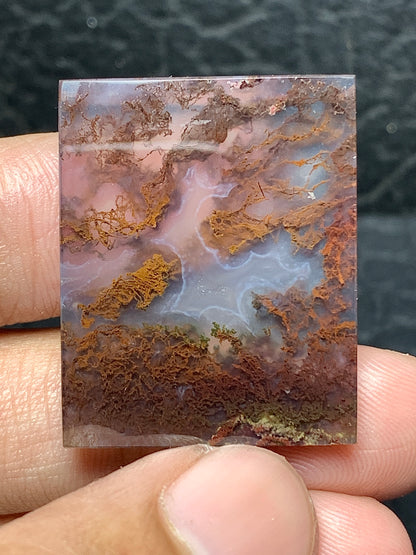 Scenic Moss Agate Rectangle Cabochon 28.5x23x5mm