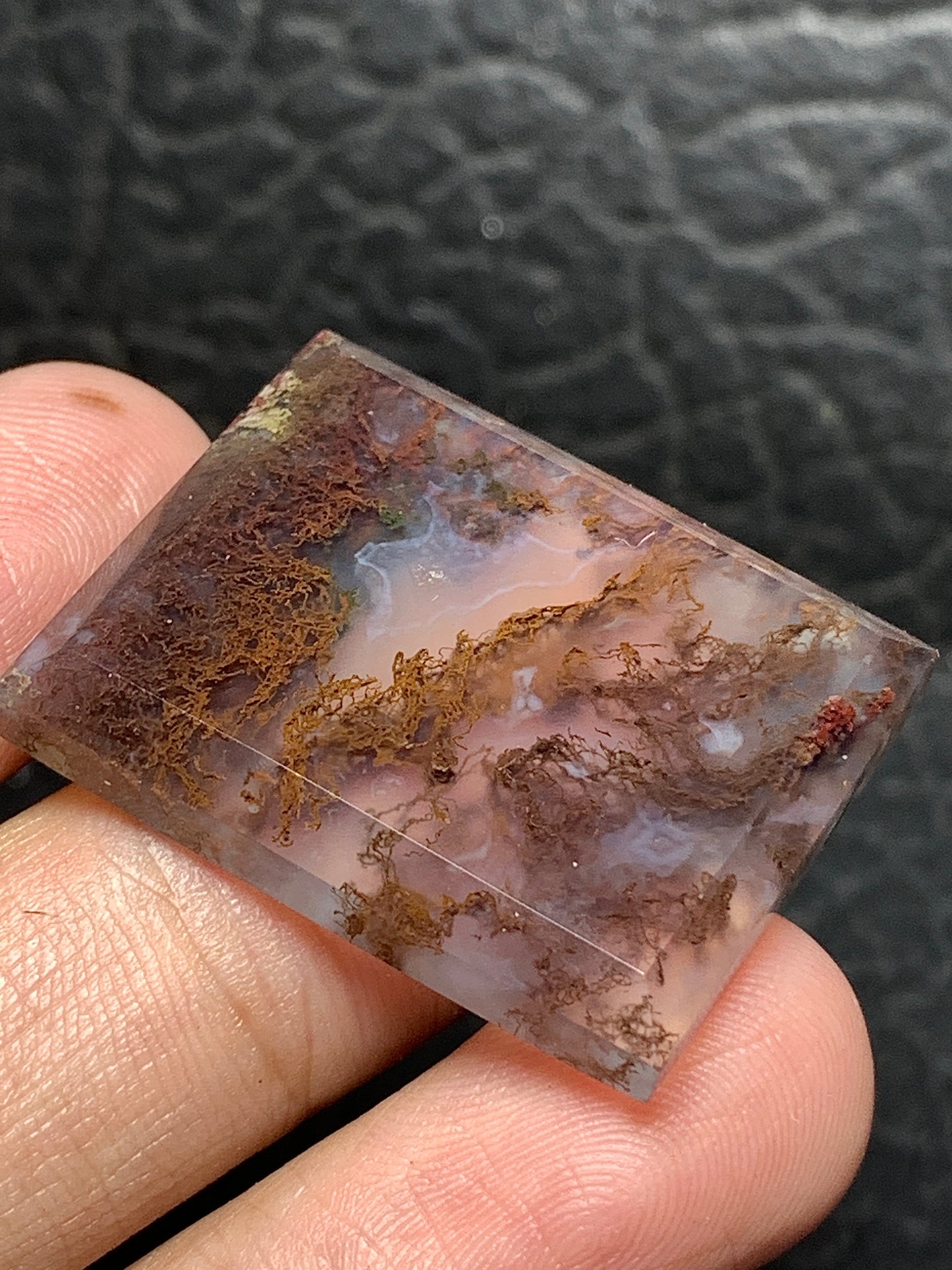 Scenic Moss Agate Rectangle Cabochon 28.5x23x5mm