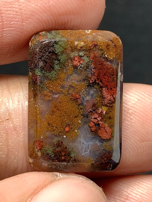 Tiny Scenic Moss Agate Rectangle Cabochon 18x12x4mm