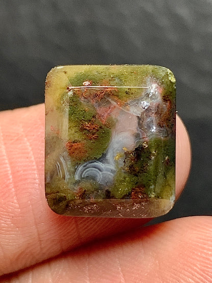 Tiny Scenic Moss Agate Rectangle Cabochon 13x11x5mm