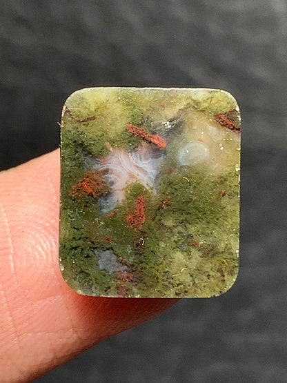 Tiny Scenic Moss Agate Rectangle Cabochon 13x11x5mm