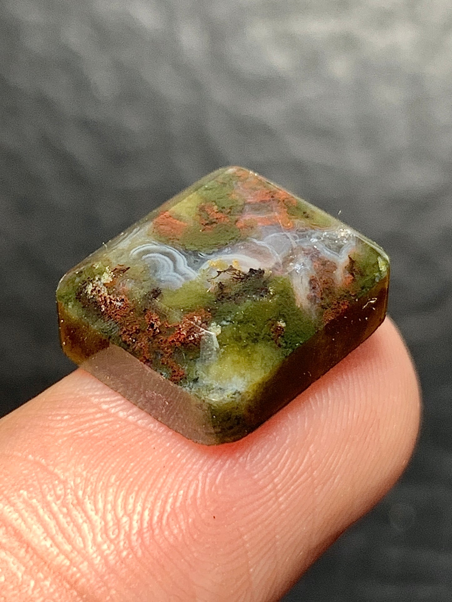 Tiny Scenic Moss Agate Rectangle Cabochon 13x11x5mm