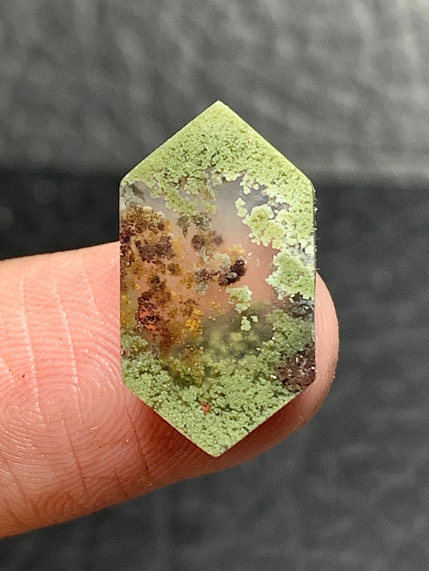 Tiny Scenic Moss Agate Hexagon Cabochon 18x10x5mm