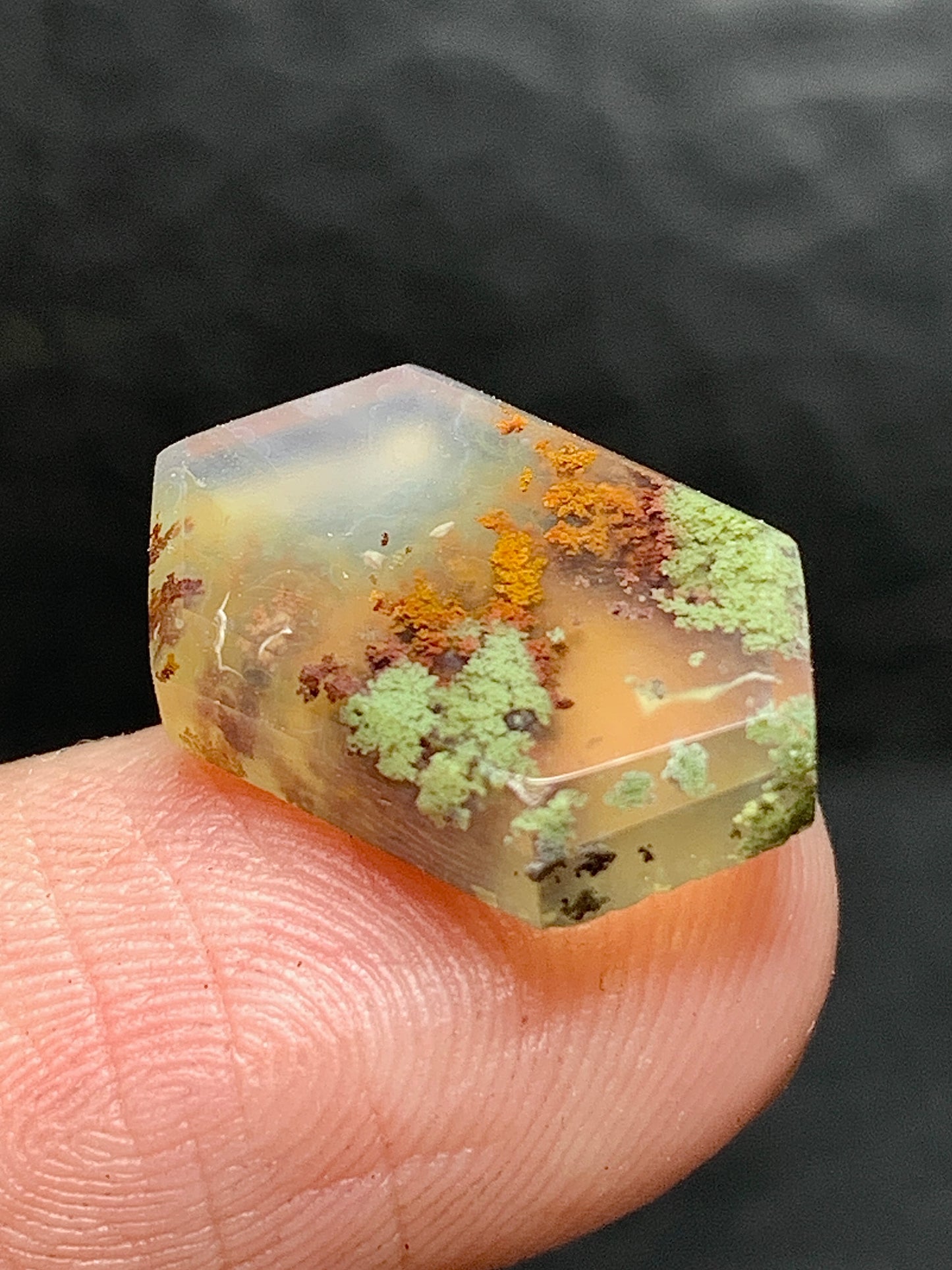 Scenic Moss Agate Hexagon Cabochon 16.5x10x3.5mm