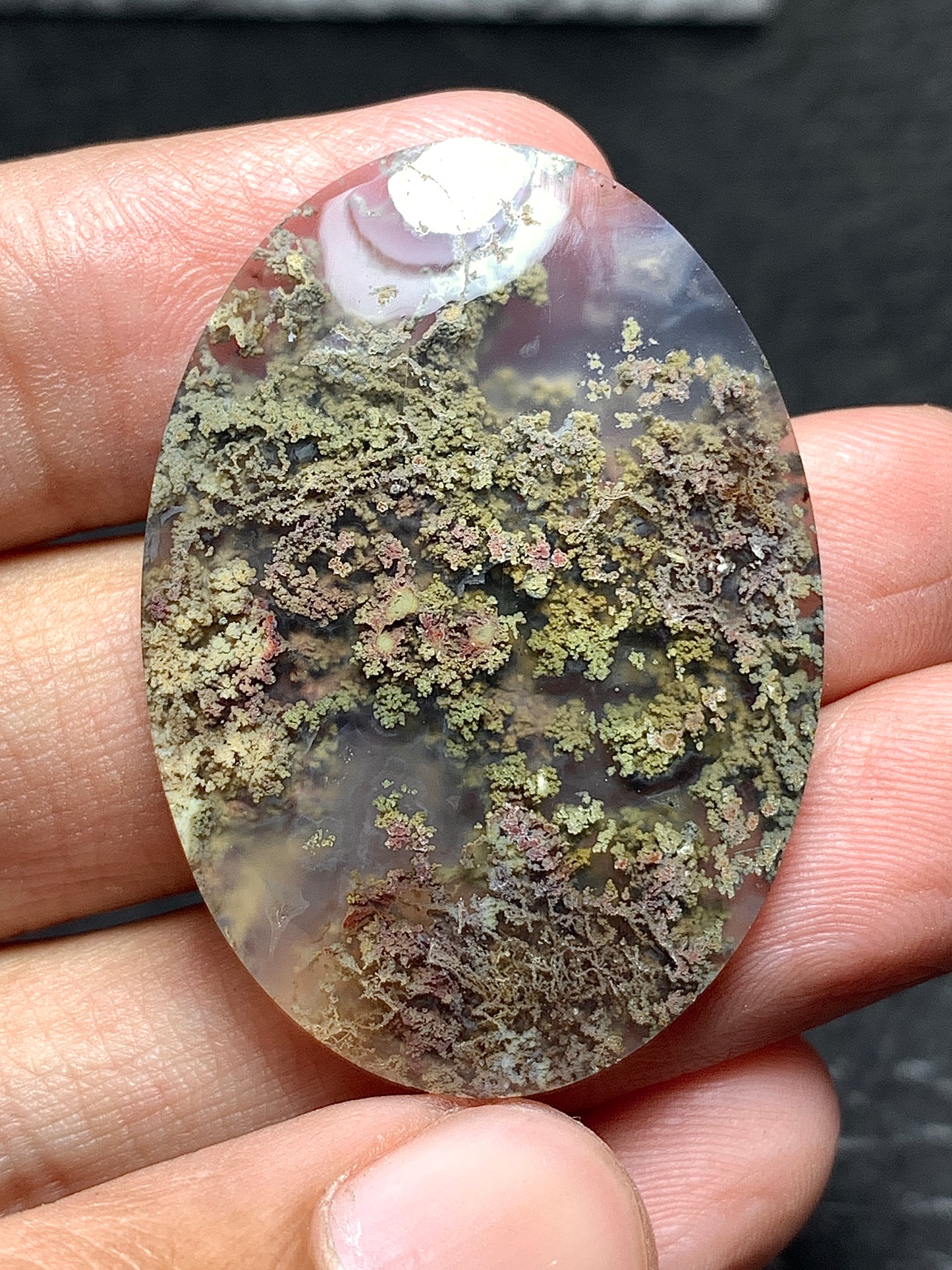 Scenic Moss Agate Oval Cabochon 37x27x5.5mm