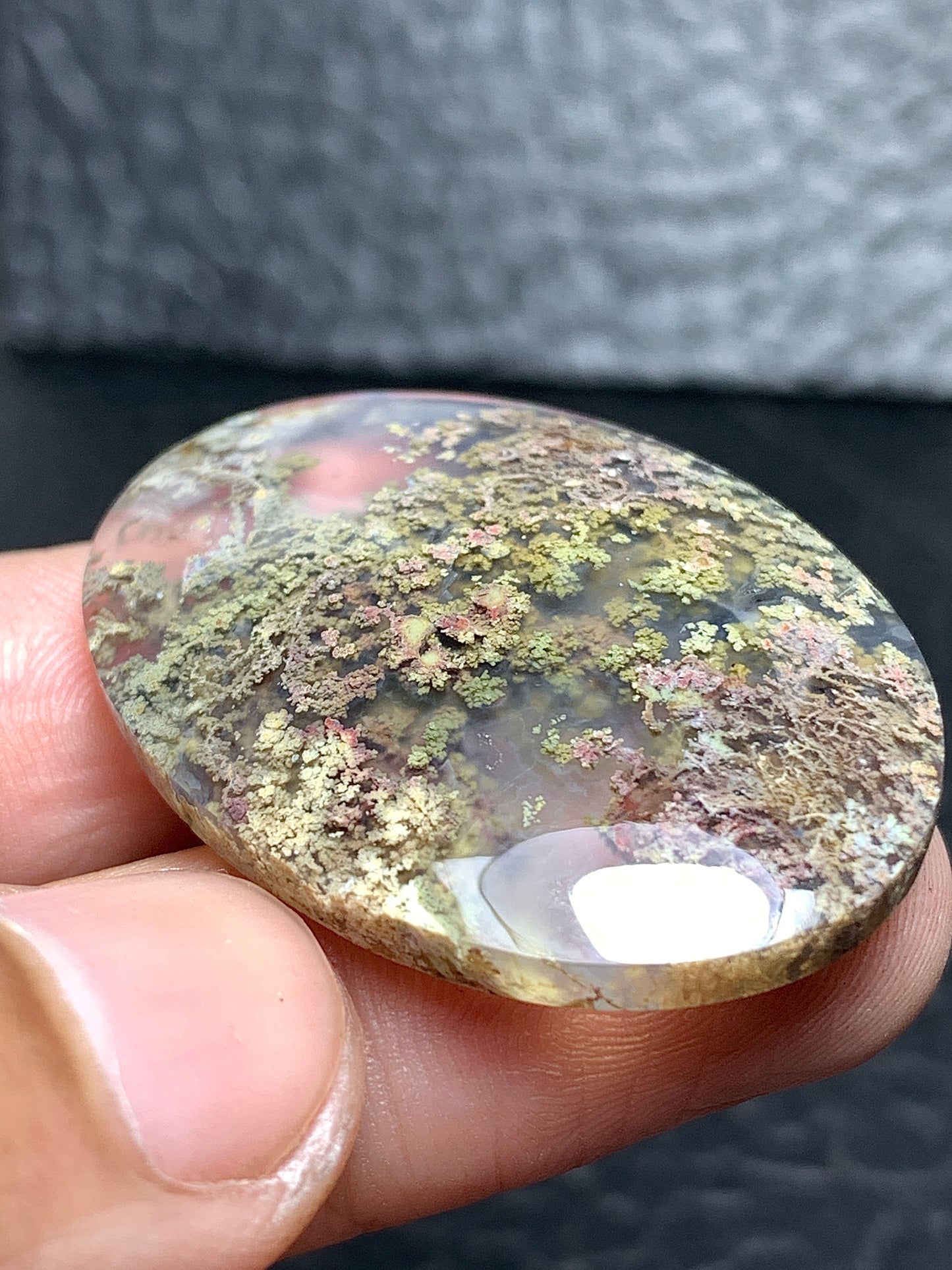 Scenic Moss Agate Oval Cabochon 37x27x5.5mm