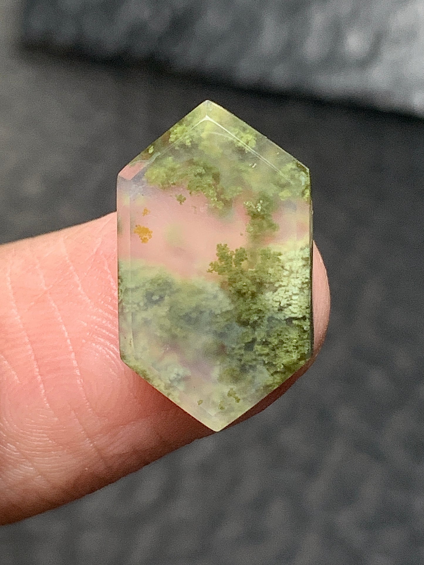 Scenic Moss Agate Hexagon Cabochon 17x10x3mm