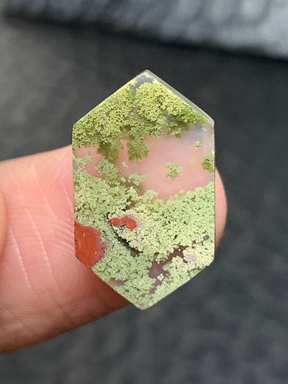 Scenic Moss Agate Hexagon Cabochon 17x10x3mm