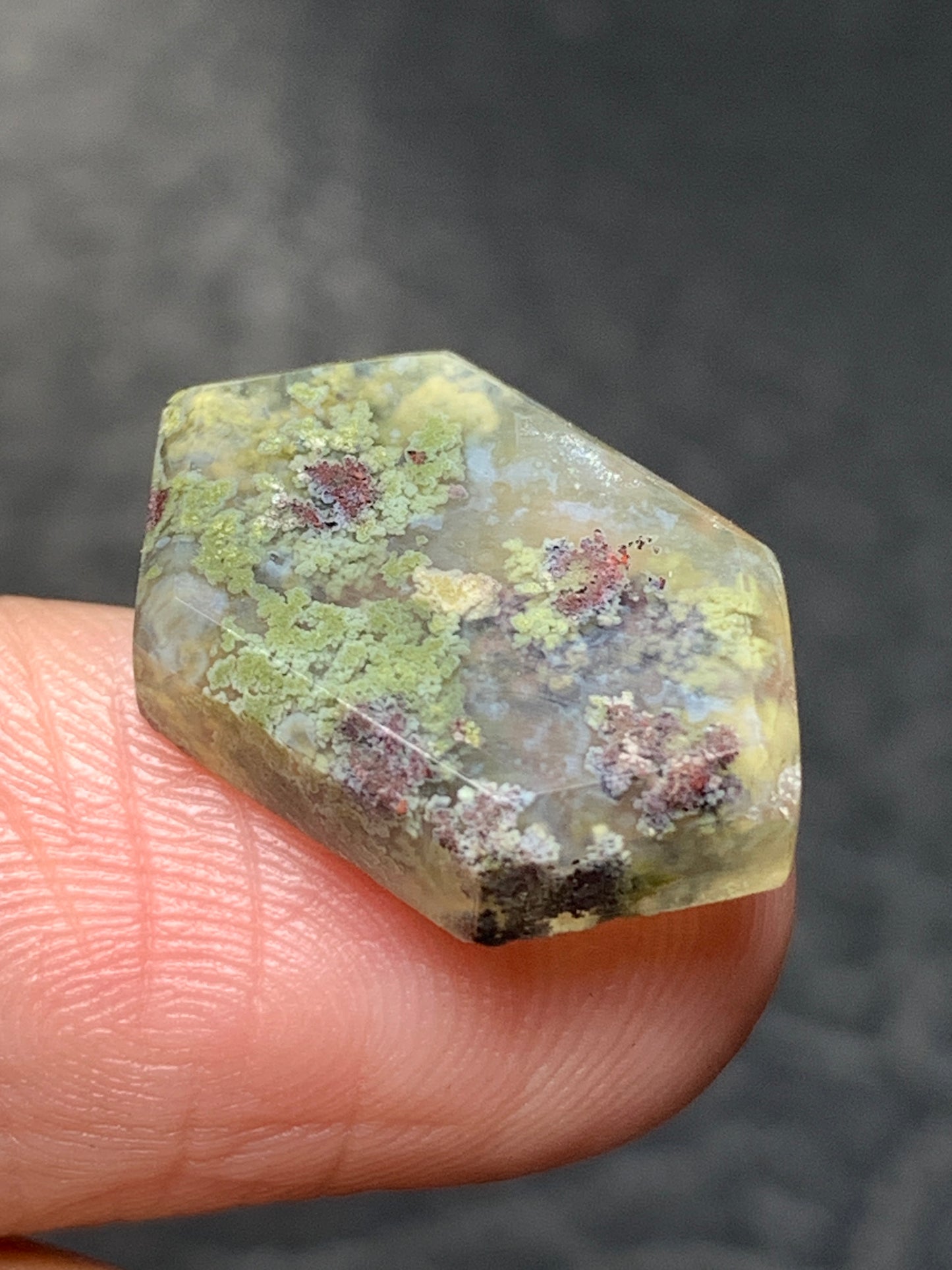 Natural Moss Agate Hexagon Cabochon 18x11x4mm