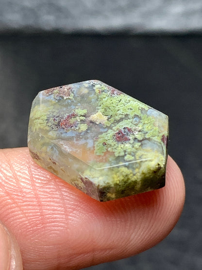 Natural Moss Agate Hexagon Cabochon 18x11x4mm