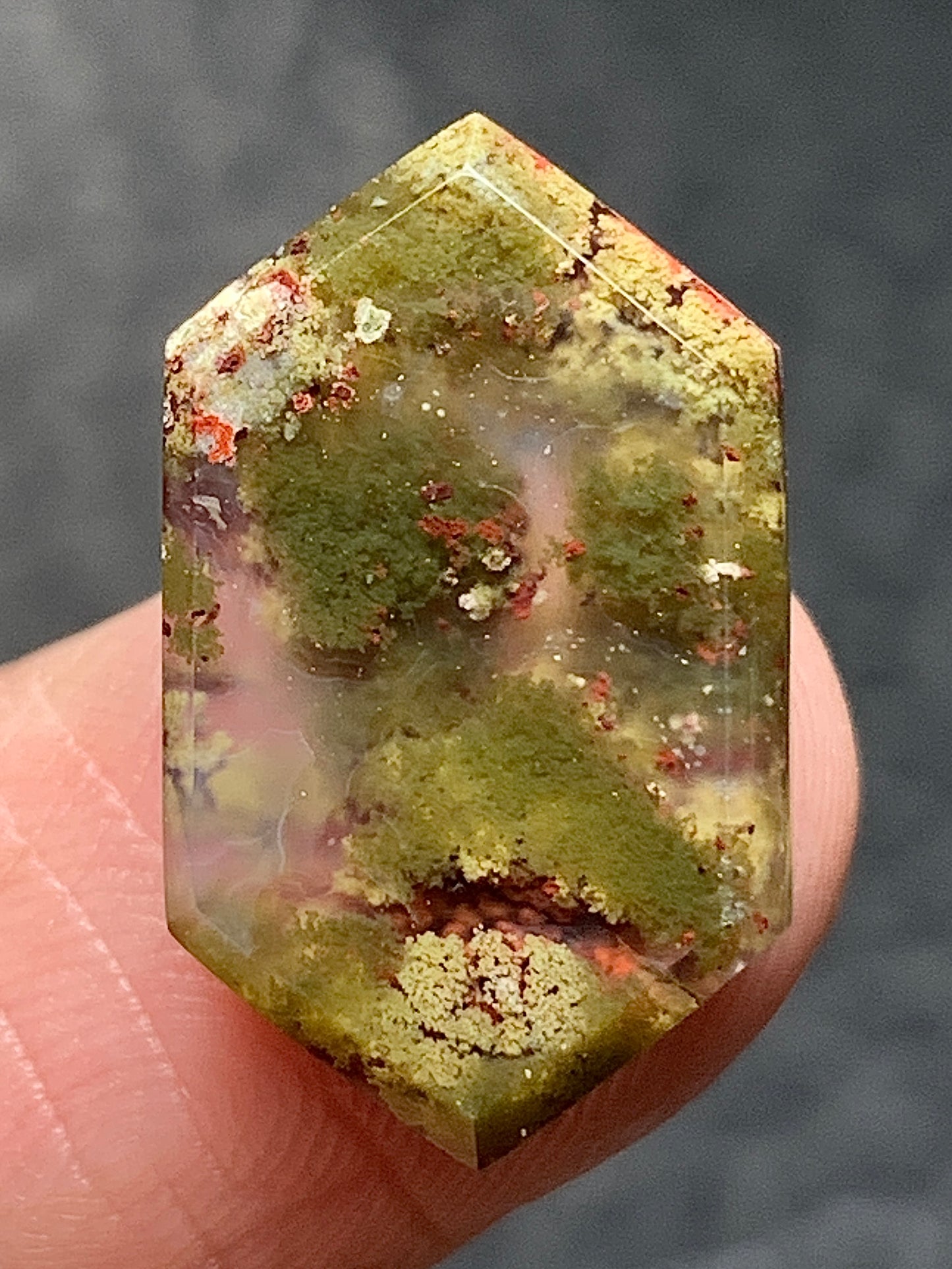 Natural Moss Agate Hexagon Cabochon 18x11x4mm