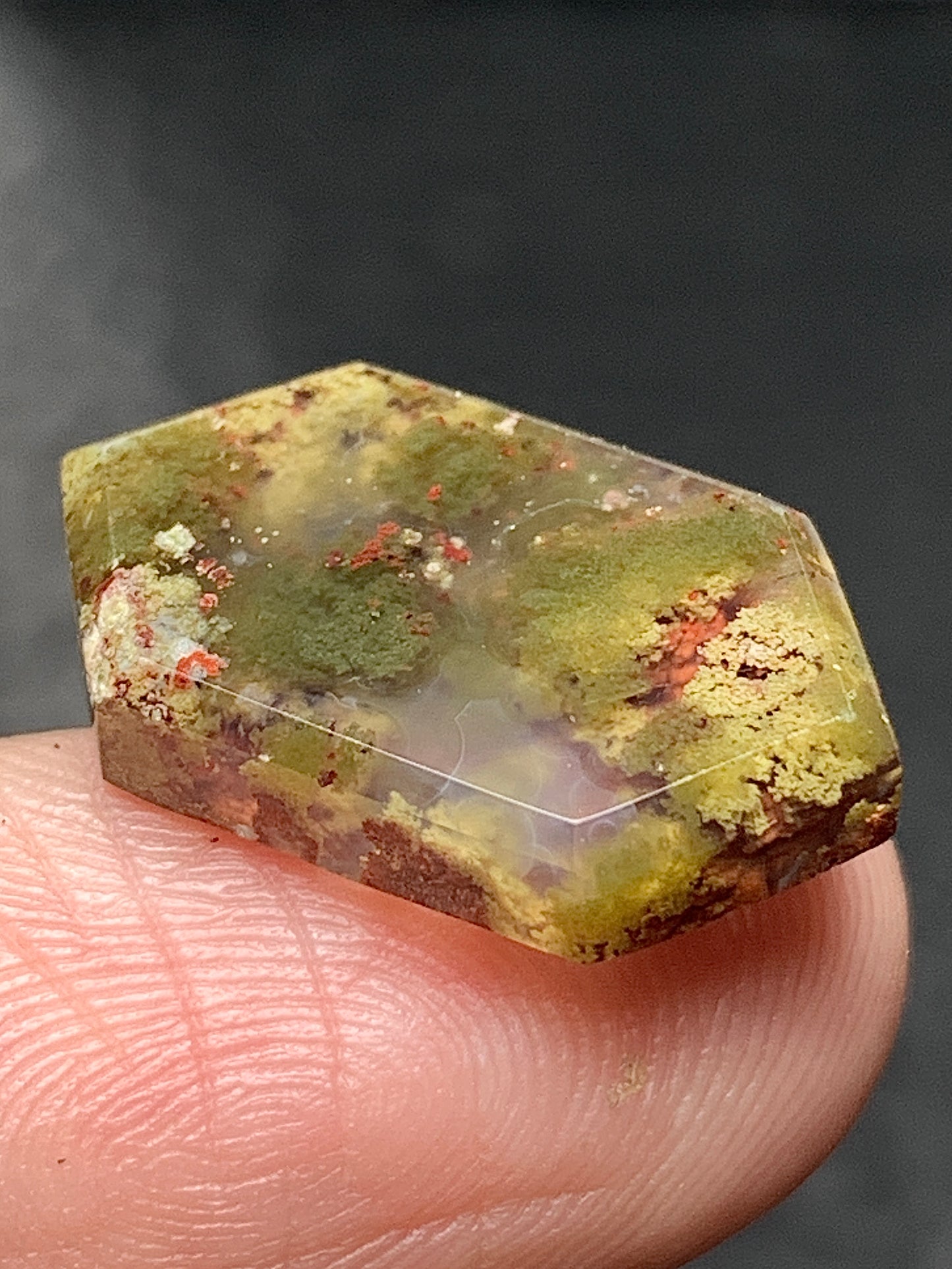 Natural Moss Agate Hexagon Cabochon 18x11x4mm