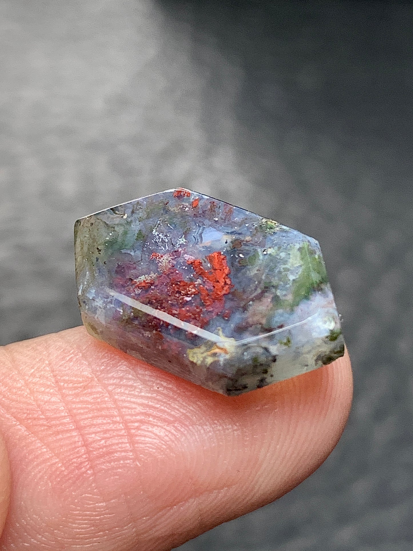 Scenic Moss Agate Hexagon Cabochon 18x10x3.5mm