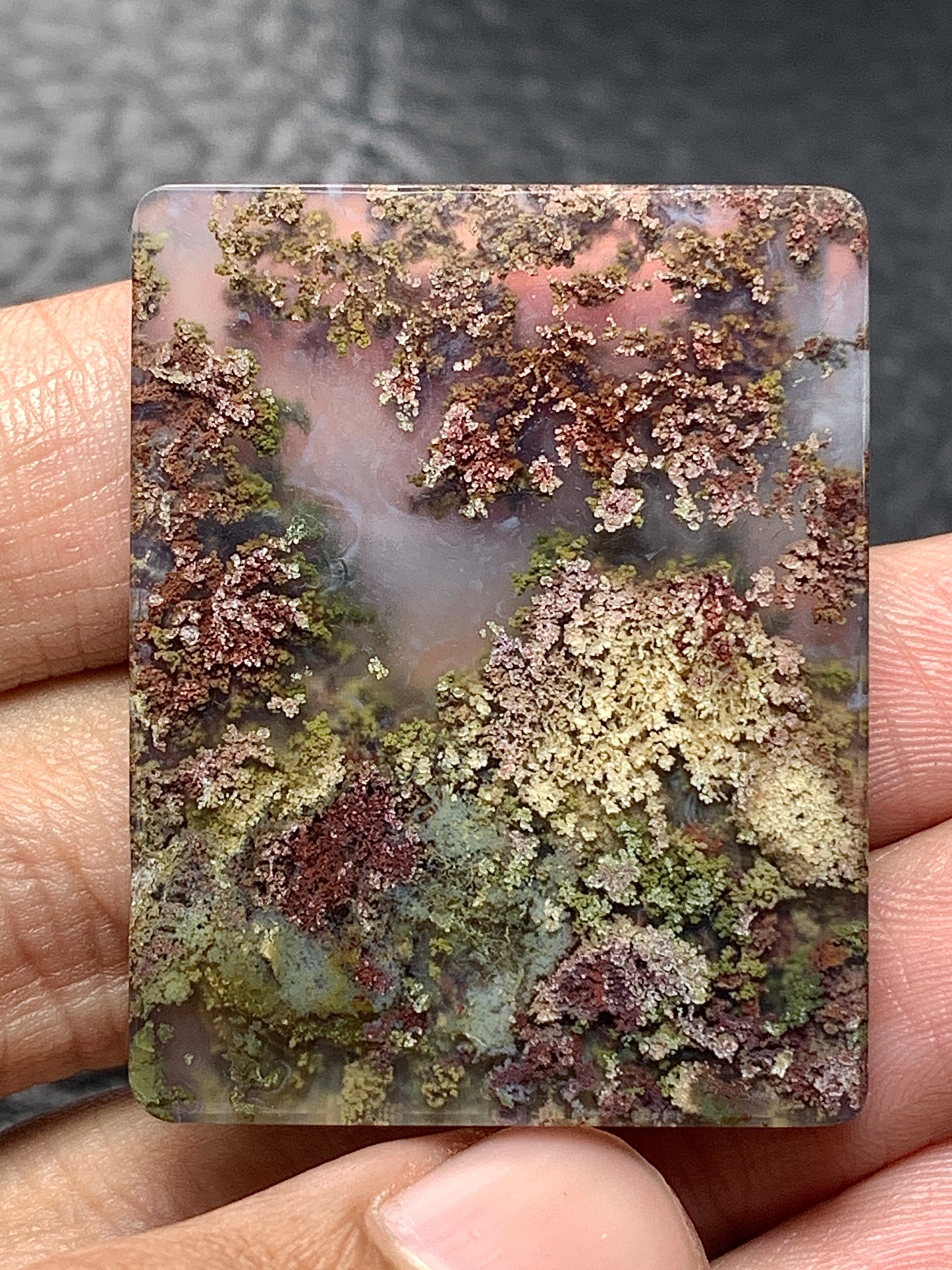 Scenic Moss Agate Rectangle Cabochon 37x29x5.5mm