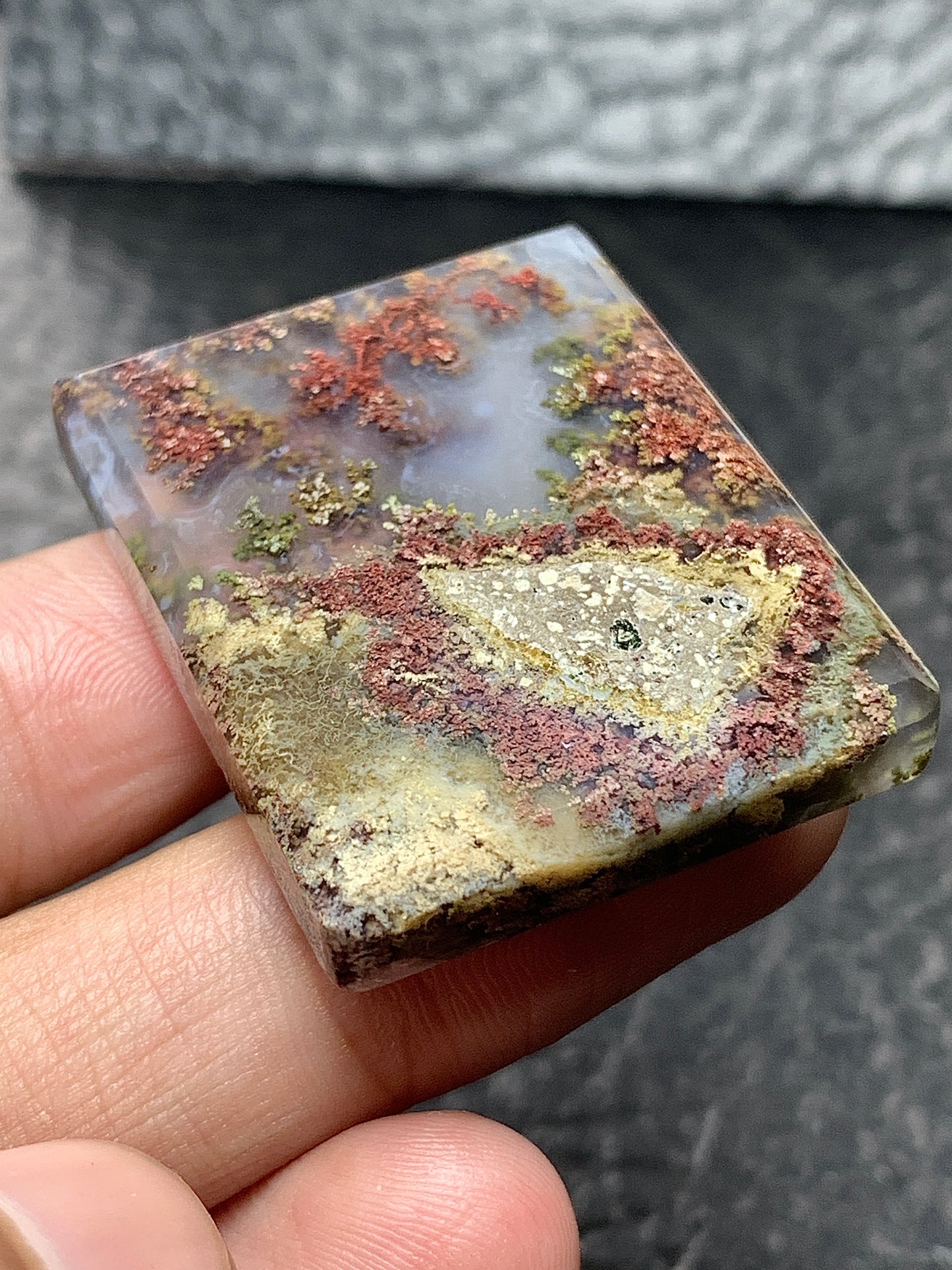 Scenic Moss Agate Rectangle Cabochon 37x29x5.5mm